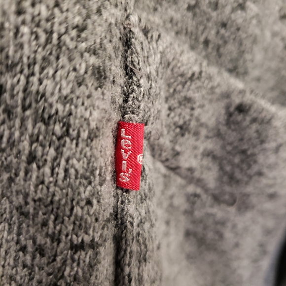 Levi's Shawl Collar Chunky Knit Cardigan Sweater Gray Fisherman Men's Medium - Picture 3 of 9